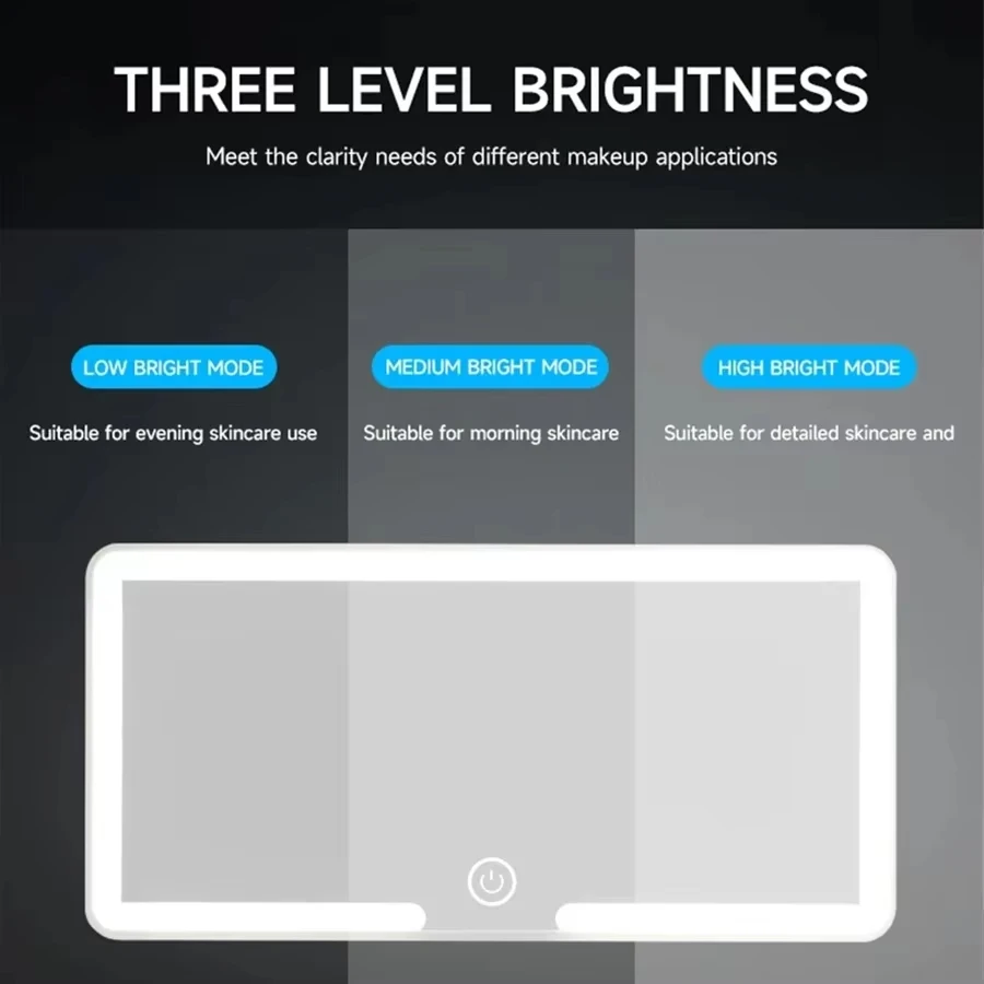 HD مرآة سيارة LEDMakeup مرآة ثلاثة والعتاد تعديل الشمس قناع لوحة الداخلية مرآة خلفية عكس الضوء لمس السيارات المرآة البالونية #3