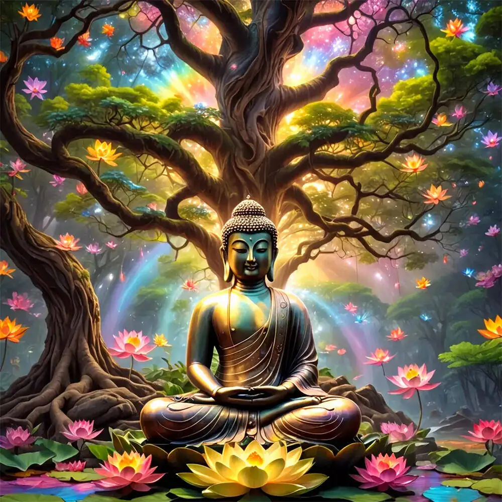 EverShine Diamond Mosaic Buddha 5D Diamond Painting Religion DIY Full Drill Embroidery Tree Landscape Wall Decor Handicraft Gift