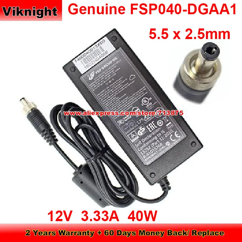 Genuíno Fsp040-dgaa1 ac Adaptador 12v 3.33a 40w Carregador para Fsp 1519n15091 com Metal Escudo Ponta