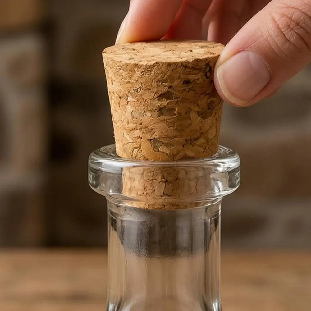 Natural Wood Cork Glass Bottle Stopper Tapered Soft Wood Wine Cork Leakproof Beer Bottle Stopper Natural Wooden Lid for Glass