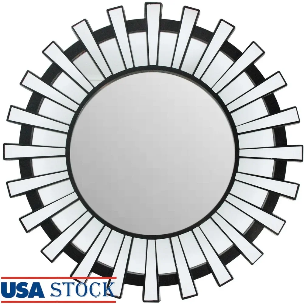 

Black Sunburst Round Wall Mirror Wall Mounted Decorative Mirror Includes Hanging Hardware Stylish Home Decor Mirrors Living Room