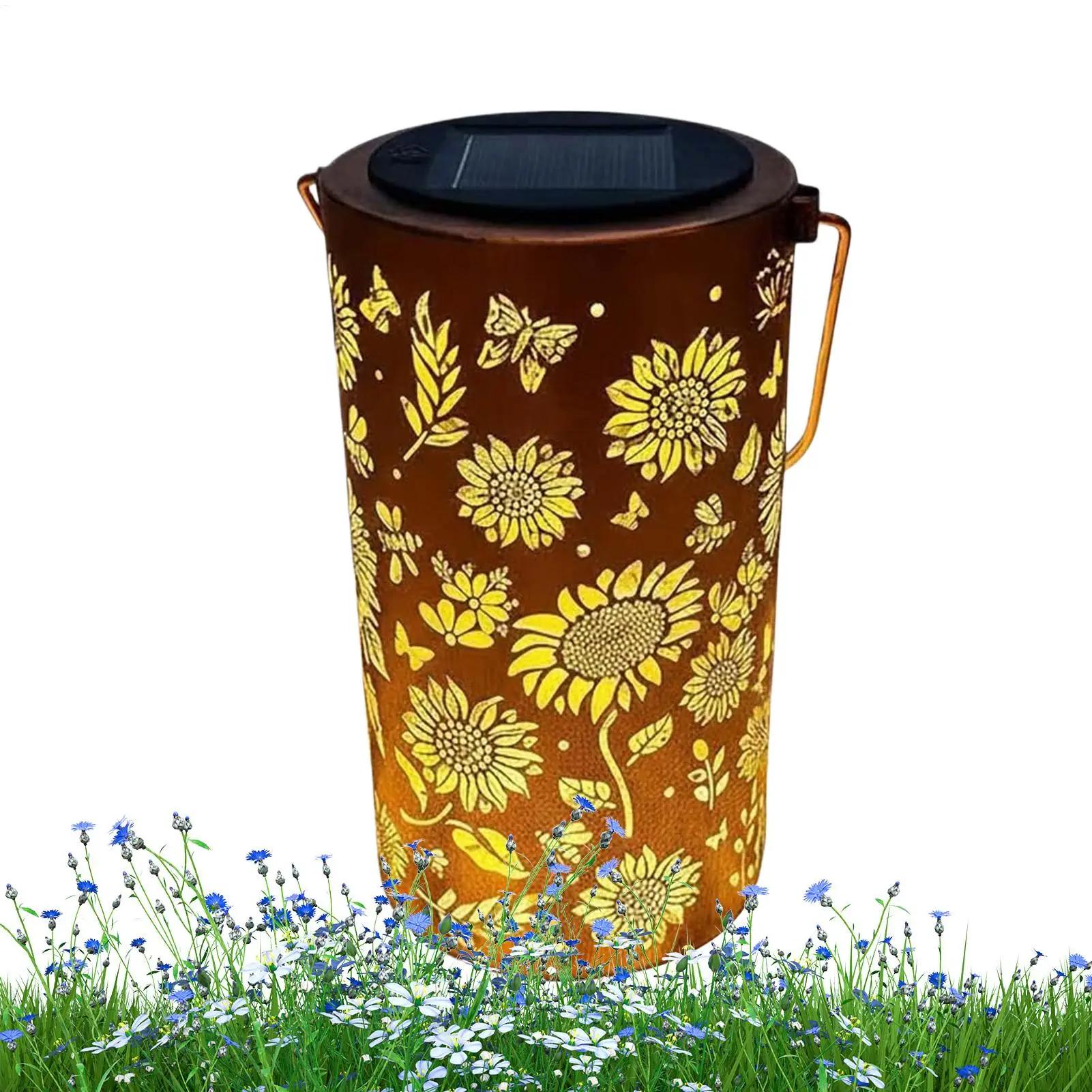 

Outdoor Solar Lantern Vintage Hangable Lamp Decoration Solar Power Sunflower Light For Outside For Yard Backyard Porch Balcony