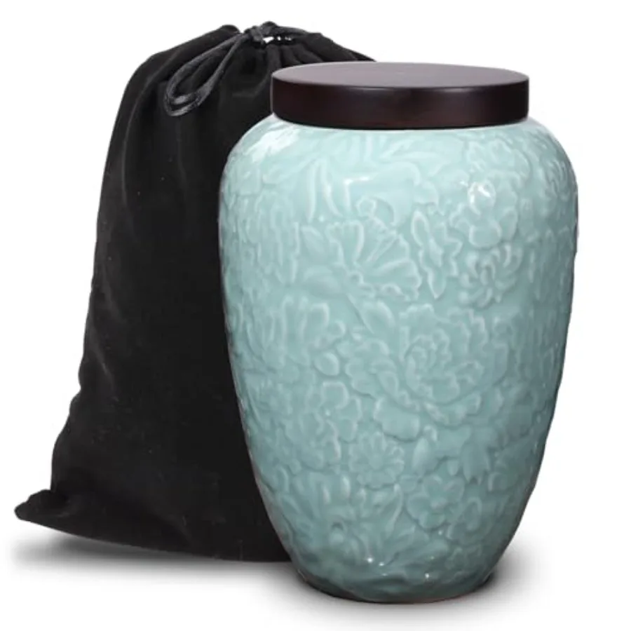 

Urn for Ashes for Women/MenFuneral Cremation Urns for Human Ashes Adult Female/Male Decorative Floral Ceramic Burial Urn Holds