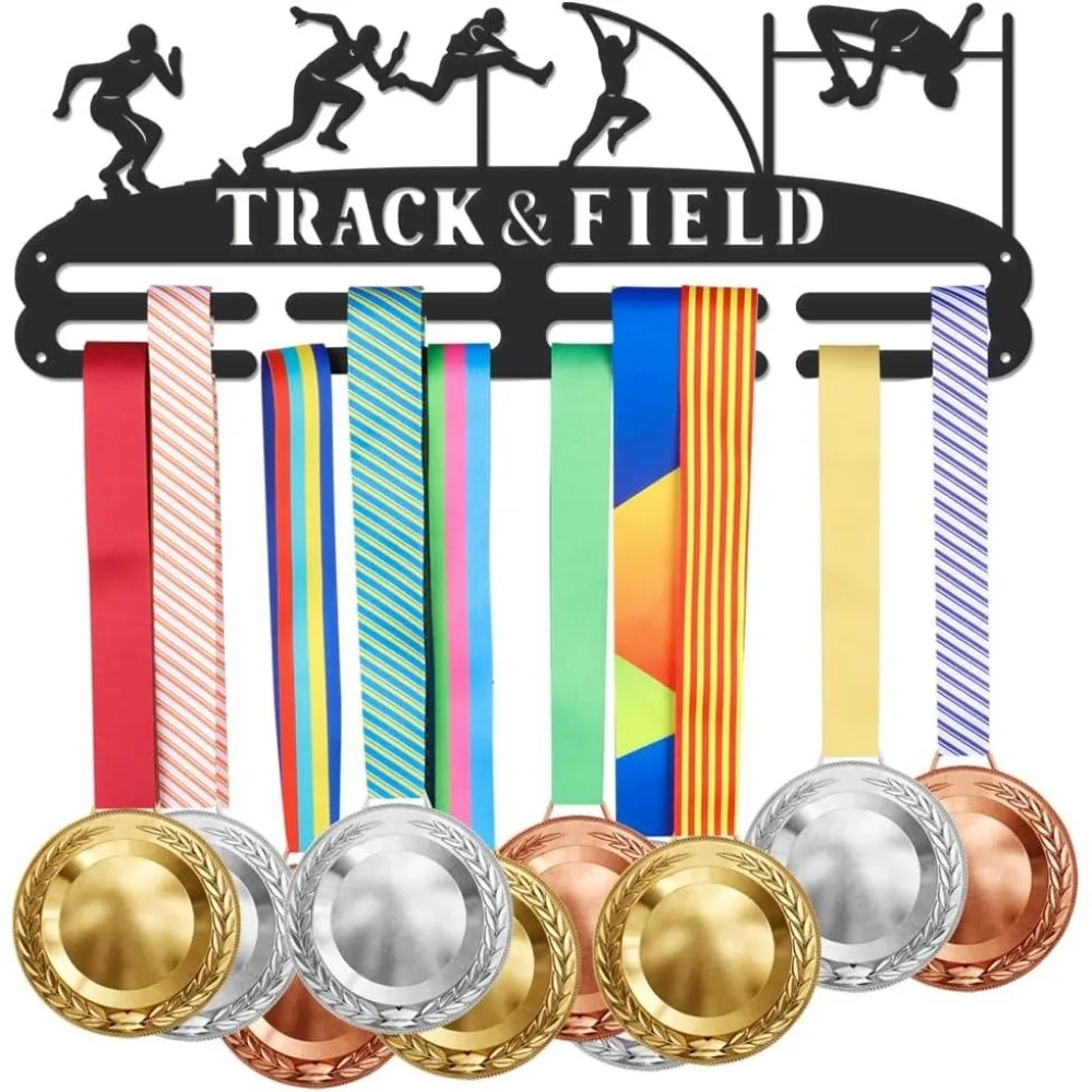 Track and Field Medal Hanger Holder Display Never Give Up Sports Medals Display Rack Hook for 40+ Medals