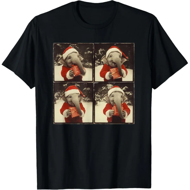 

Funny Christmas Elephant T-Shirt Loose men's and women's