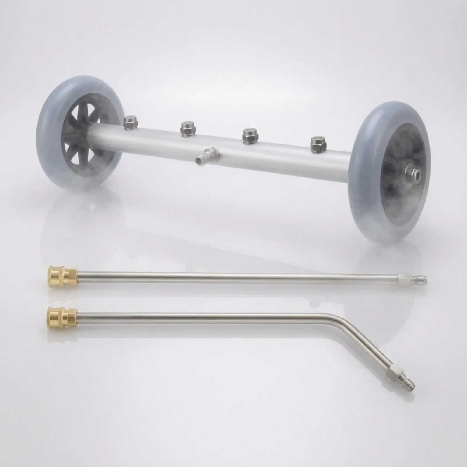 Underbody Car Chassis Brush for Pressure Washer with Curved Extension Wand Rolling Aluminum Frame Tool