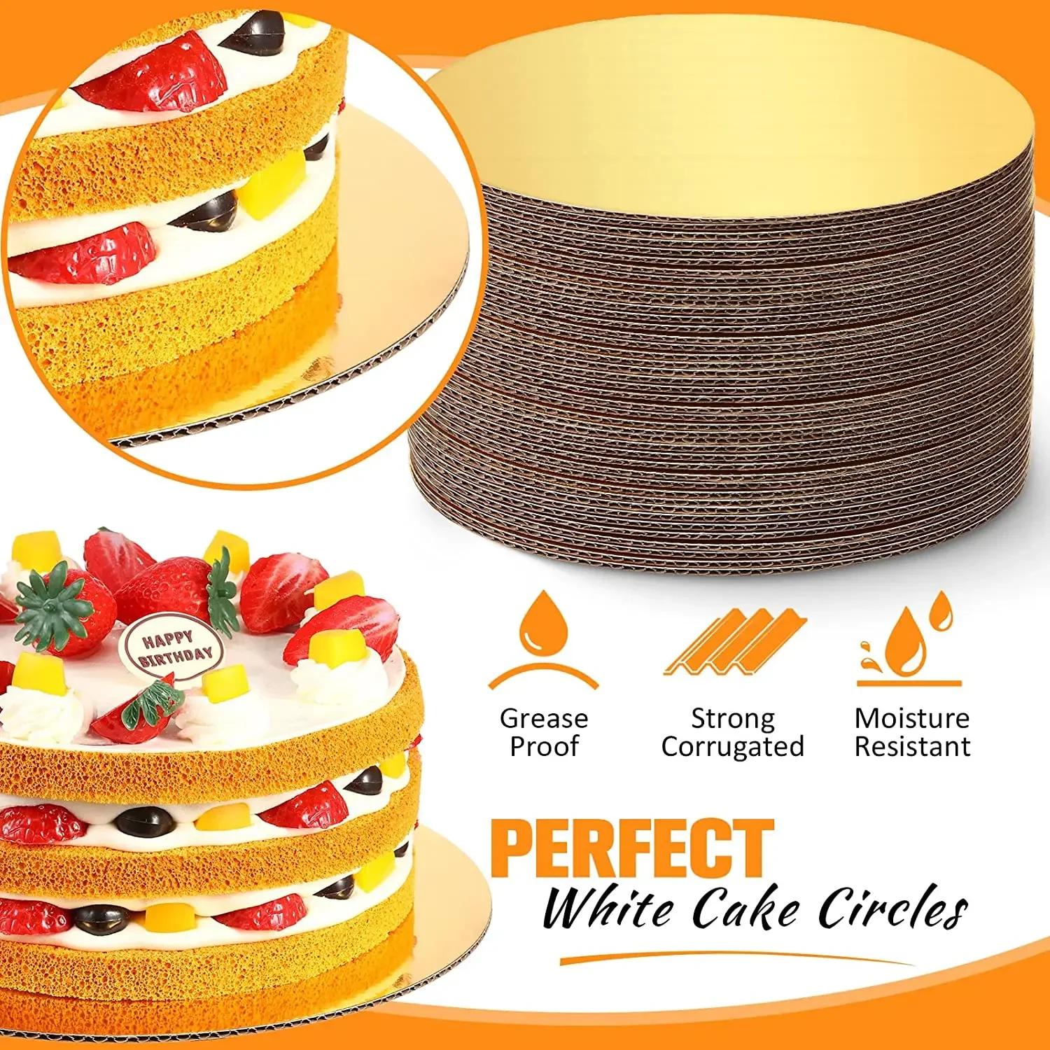New 10PCS 16/21/25/30cm Round Cake Boards Set Cakeboard Base Disposable Paper Cupcake Dessert Tray Cake Tool for Birthday Party