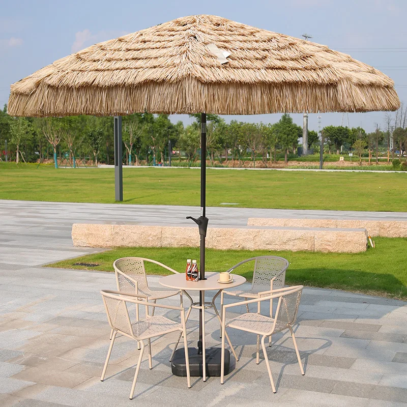 Outdoor thatch umbrella middle column parasol courtyard garden villa stall commercial Internet celebrity beach bed thatch