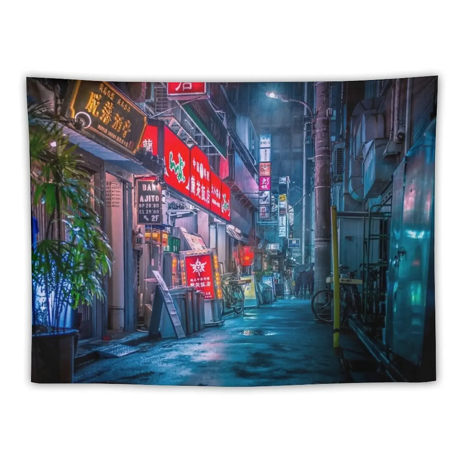 

Heavy Rain Over Neo Tokyo Tapestry Room Decorating Aesthetic Decorative Paintings Tapestry