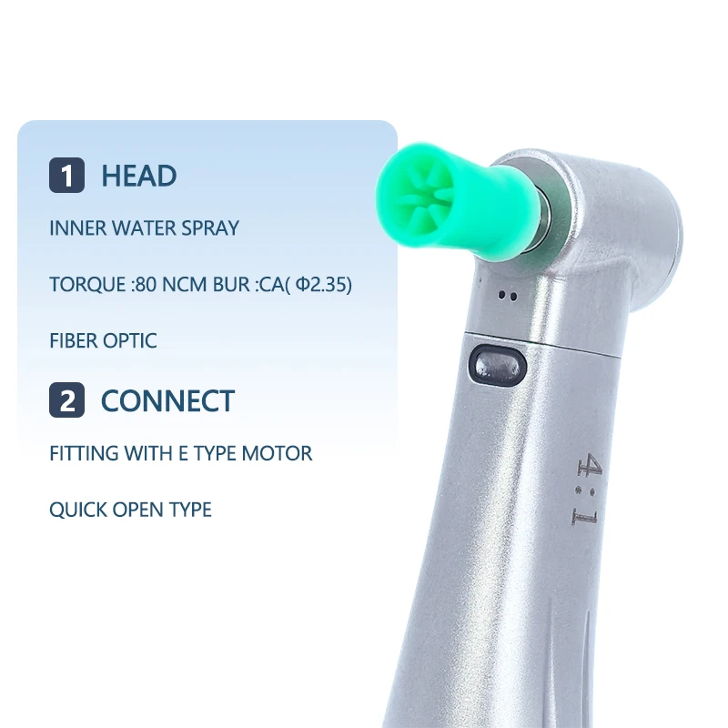 4:1 Straight Handpiece Air Turbine Internal Water Spray With Fiber Optic Low Speed Handpiece  Dentist Clinic Tools