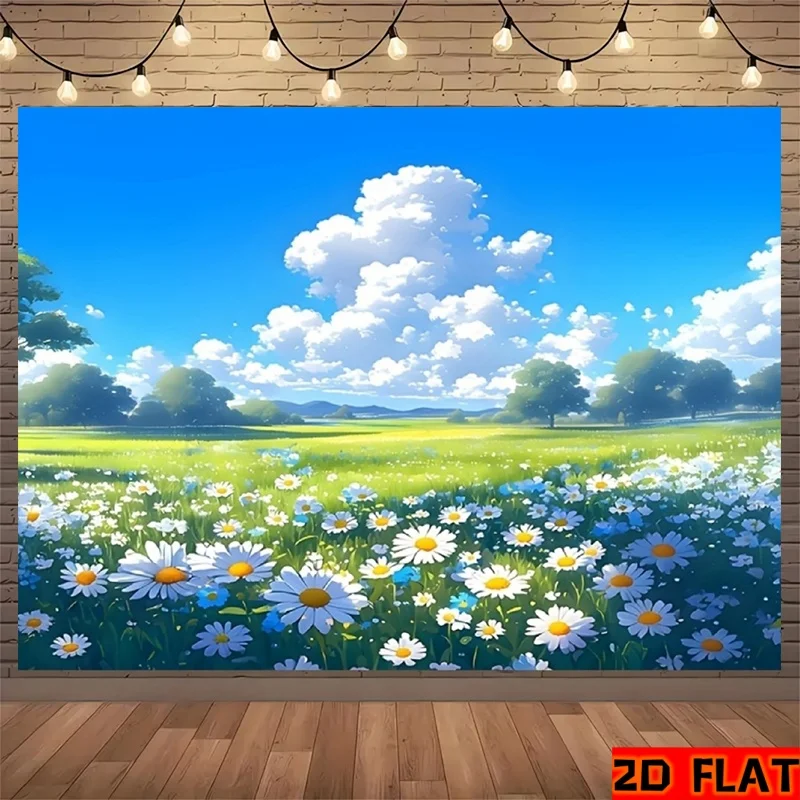 Ultra Large Floral Field Photo Tapestry Wall Hanging Boho Nature Art Prints for Living Room Bedroom Home Decor Decoration