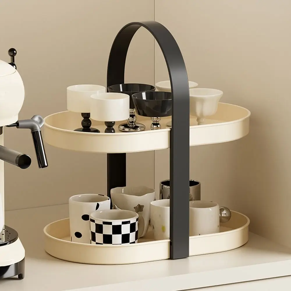 

Large Capacity 2 layers Handheld Storage Rack Removable Waterproof Display Stand Plastic Sundries Storage Rack Kitchen