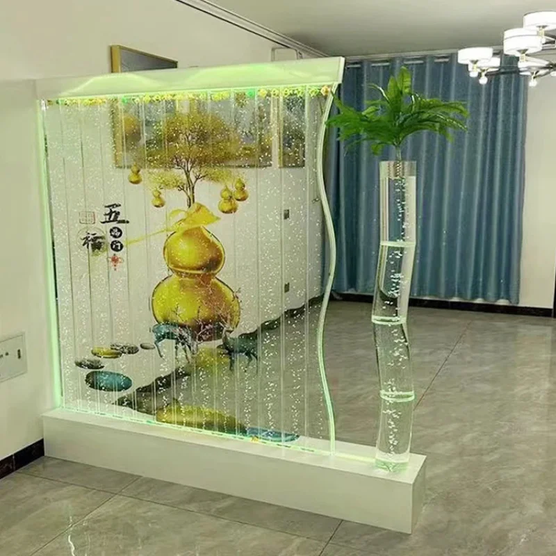 custom.Customized Modern LED Glowing Bubble Wall Screen Acrylic Floor Standing Room Divider Printed Design Room Partition view 5