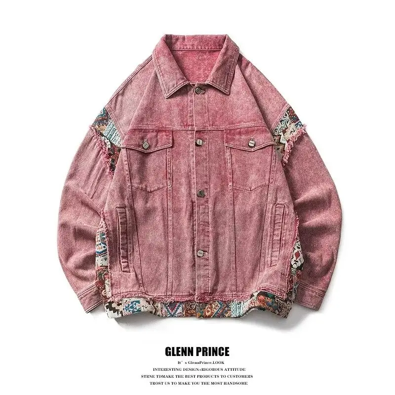 Male Jean Coats Turndown Collar Loose Buttons Denim Jackets Solid Color Denim Coat High-Quality Jacket Jeans Coat Denim Jackets