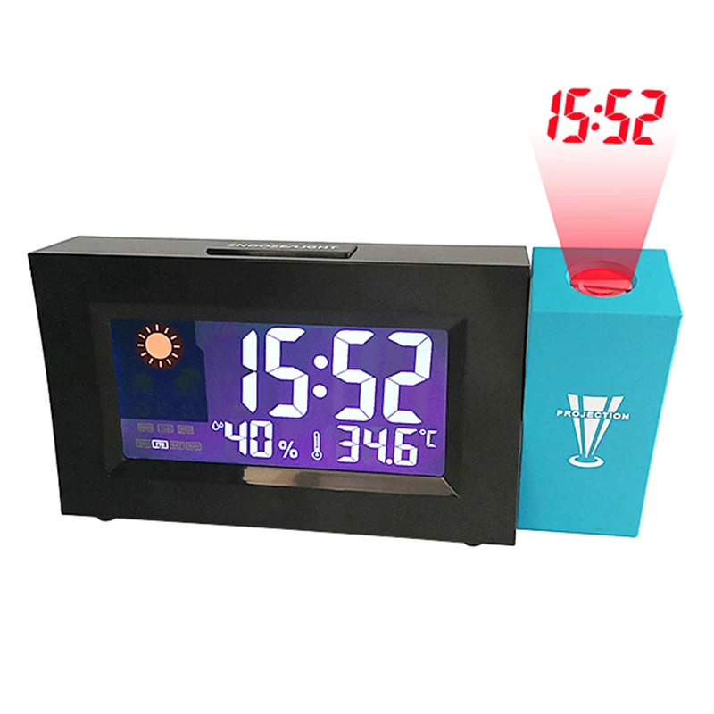 87.5-108MHZ Projection Alarm Clock Black Desktop 1.5A Accessories Accessory Digital Electric Humidity Practical