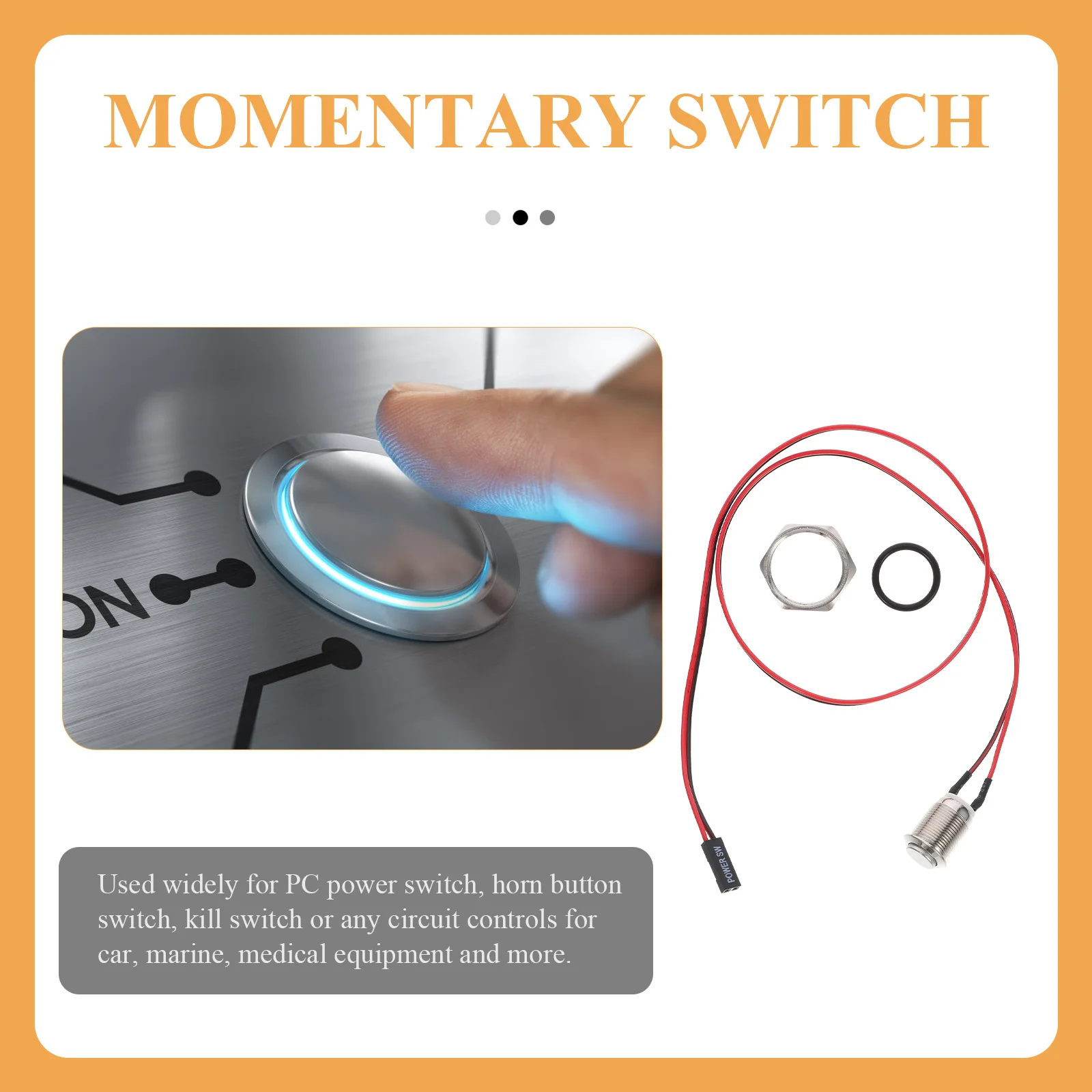 

5Pcs Momentary Push Button Switch Waterproof Stainless Steel Push Buttons for Car Marine Medical Household Equipment