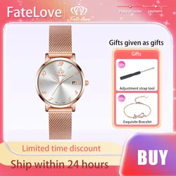 FateLove Light Luxury Brand women's Watches Stainless Steel Strap Quartz Watch Waterproof Simplicity Fashion Female Wristwatch