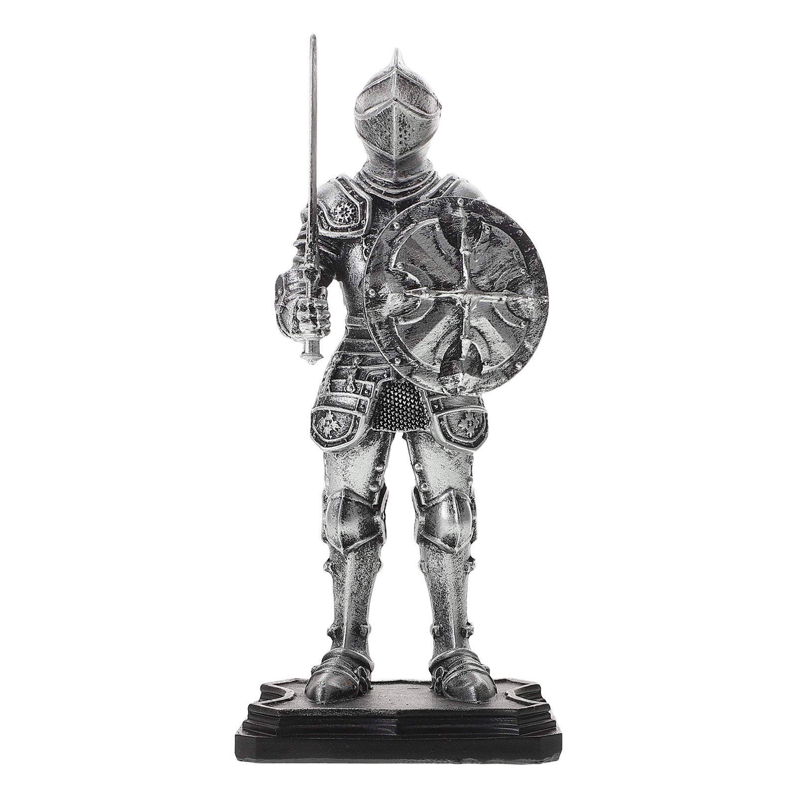 

Vintage Resin Knight Medieval Soldier Statue Decorative Home Office Ornament Living Room Bookshelf Coffee Table Shield Sculpture