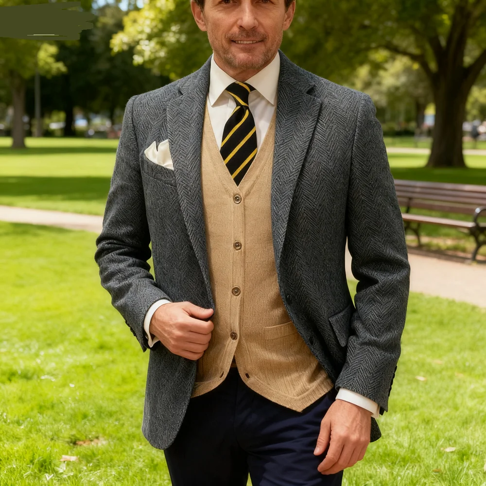 Men's Suit Casual Single Breasted Blazer Elegant Suit Jacket Stage Men's Clothing Suitable For Commuting To Work