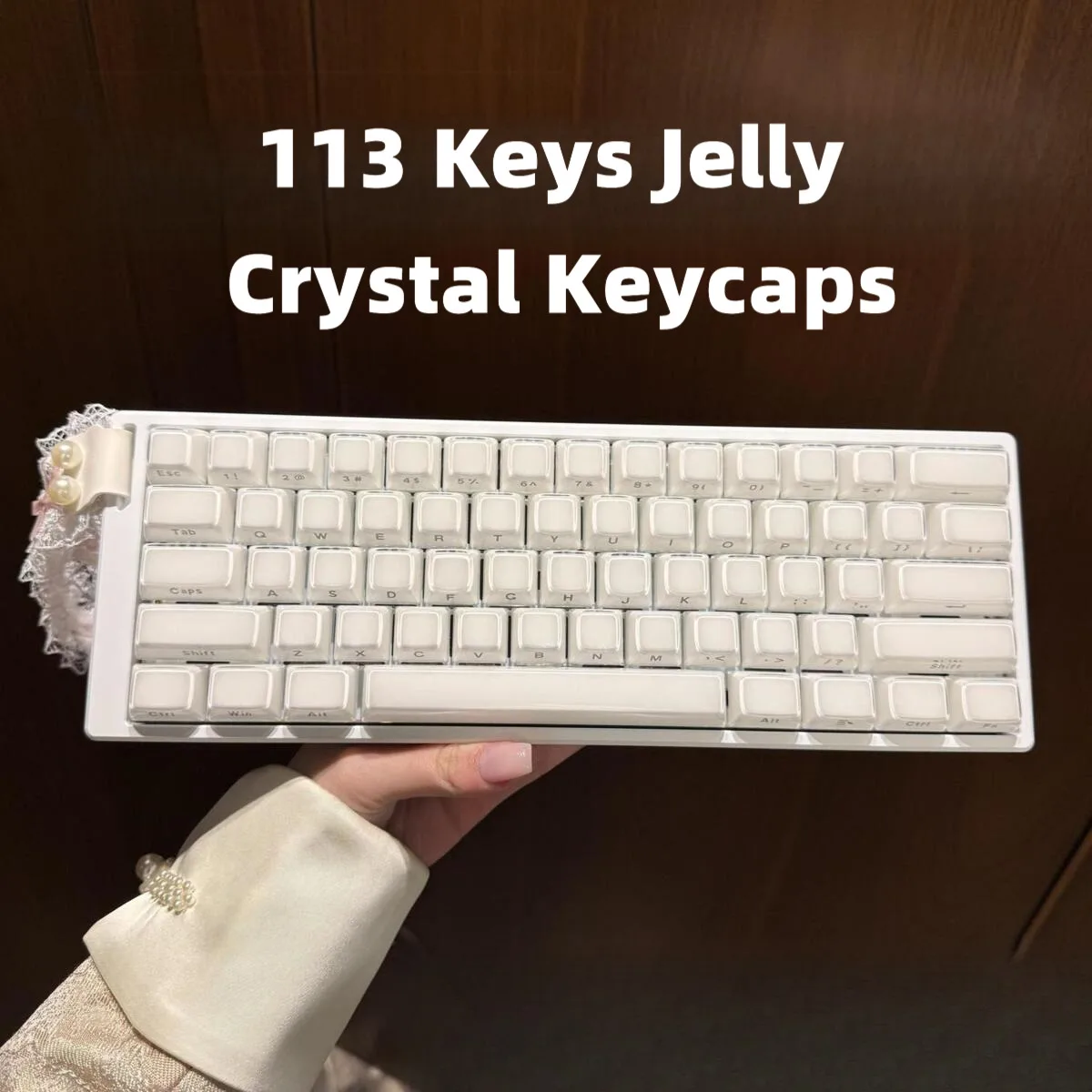 

Jelly Crystal 113-key side-engraved OEM Keycaps PC injection molded translucent High-value keycaps For Mechanical Keyboard Gifts