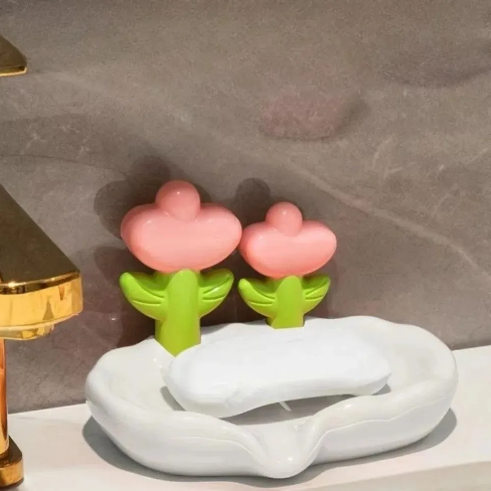 Creative Creative Floral Soap Box Flower Decor Bathroom Accessories Plastic Storage Soap Rack Portable Cut Flower Shape