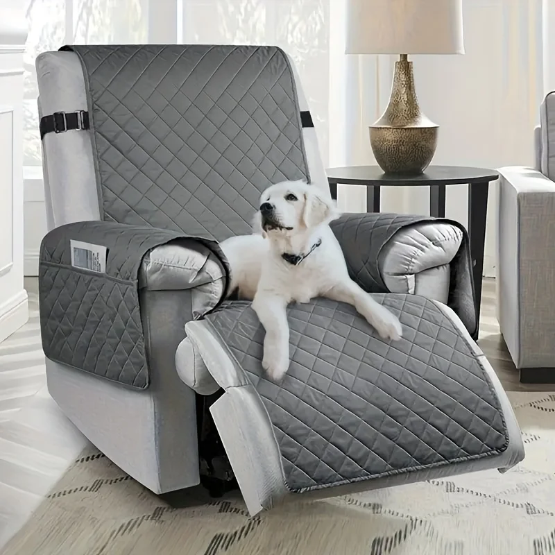 

1pc, Reversible Quilted Armchair Cover, Water-Resistant Pet Sofa Protector With Side Pockets, Non-Slip Slipcover For Dogs & Cat