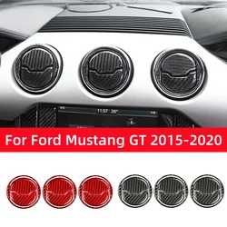 For Ford Mustang GT 2015-2021 Accessories Carbon Fiber Car Central Dashboard Air Conditioner Outlet Vent Decoration Cover Trim