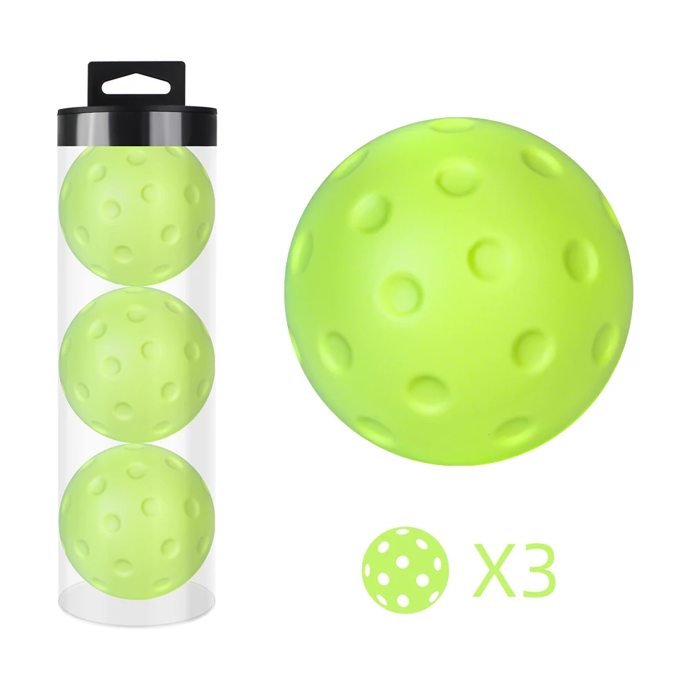 CRESTGOLF Quiet Foam Pickleballs for Indoor or Outdoor Practice Pickleball Balls with Exact Real Ball Bounce 3 Pack Green Color