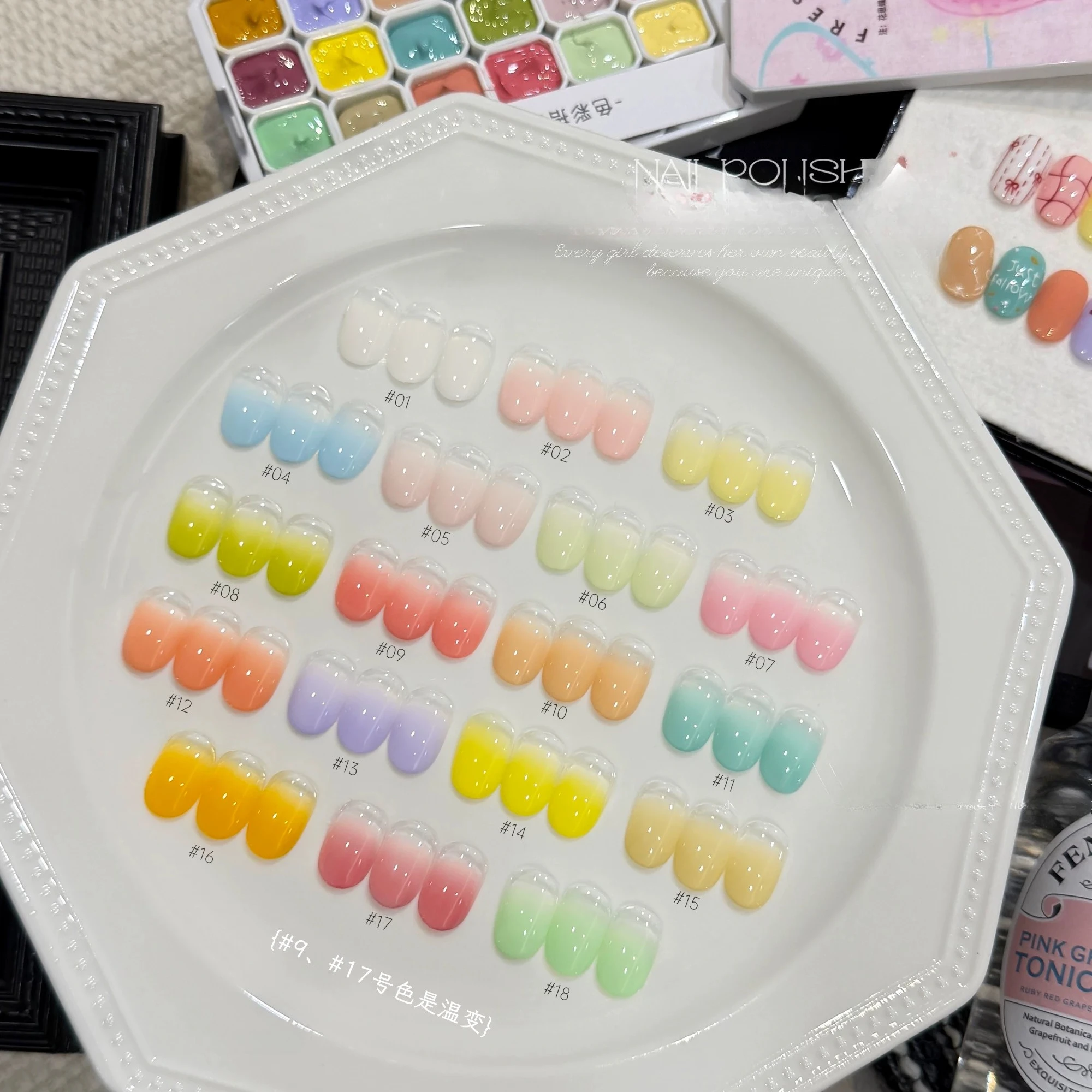 4 in 1 18 Colors Pat Painting Gel For Gradient Stamping Drawing Pattern UV/LED Gradient Patting Gel Palette for Manicure