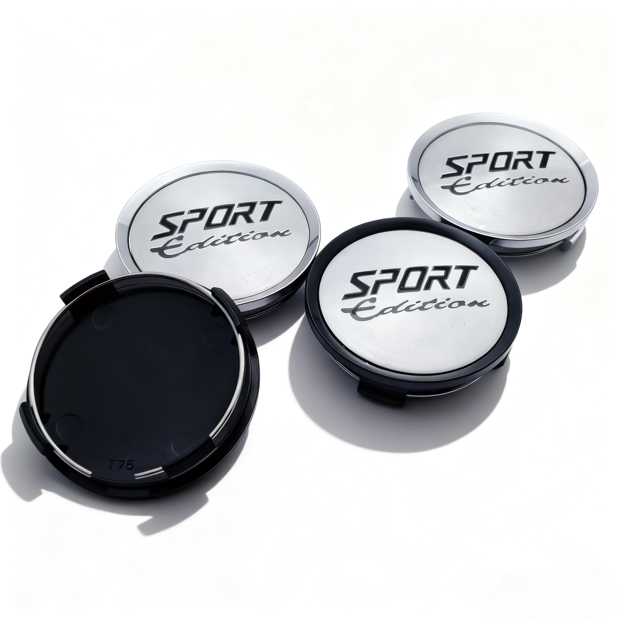 4 Stück Silber Schwarz Sport Edition Logo Emblem Auto Radnabenkappen 74MM 69MM Räder Nabenkappe Felgen Radkappen Abdeckung Autozubehör