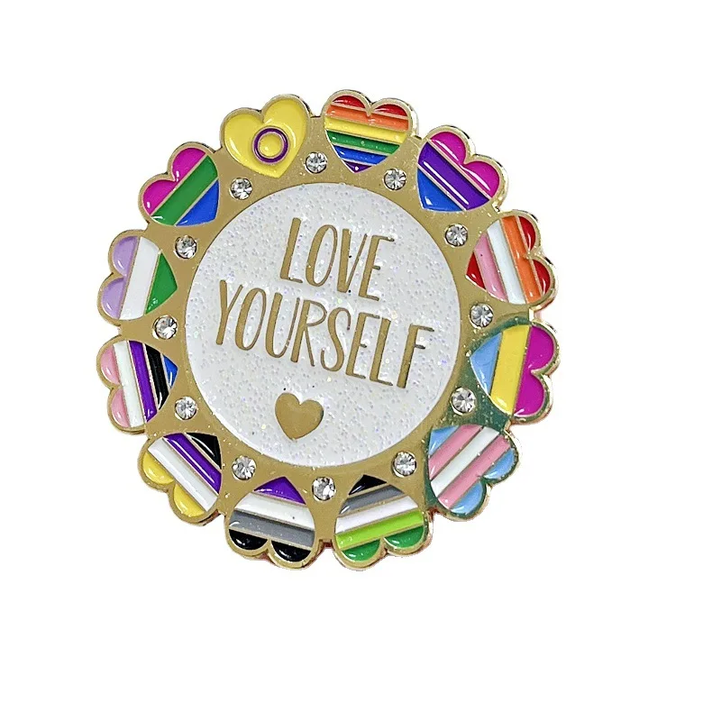 1PC Love Yourself  Pride Shinny English Letter Brooch