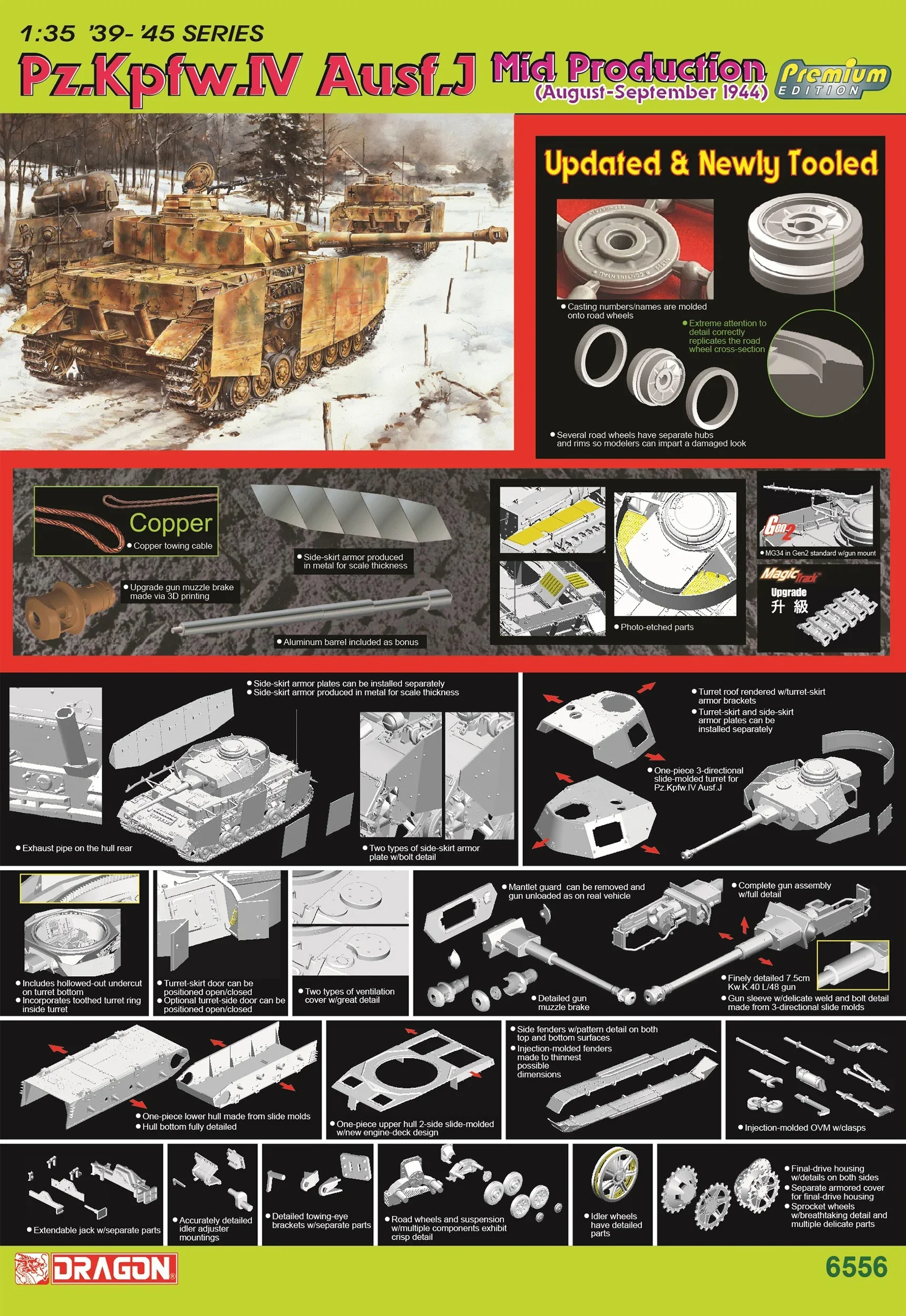 DRAGON Assembled Tank Model Kit 6556 Pz. Kpfw. IV Ausf. J Mid Production 1/35 Scale