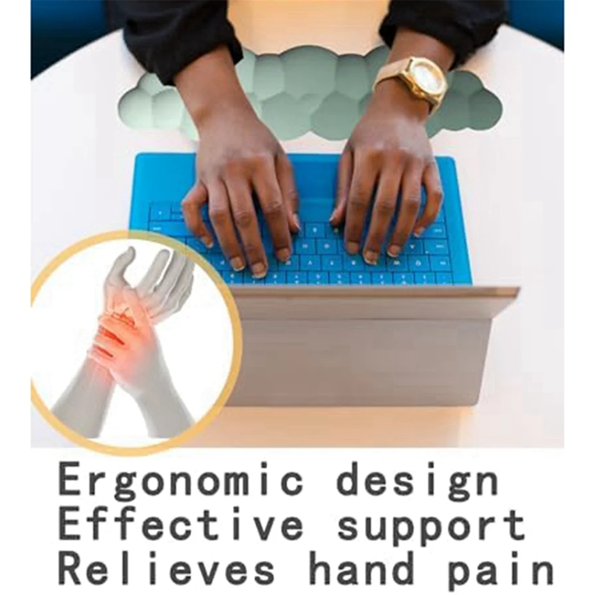 H-Keyboard Wrist Rest Pad, Ergonomic Design Effective Wrist Pain Relief Arm Rest Desk, Cute Cloud Decoration Gift
