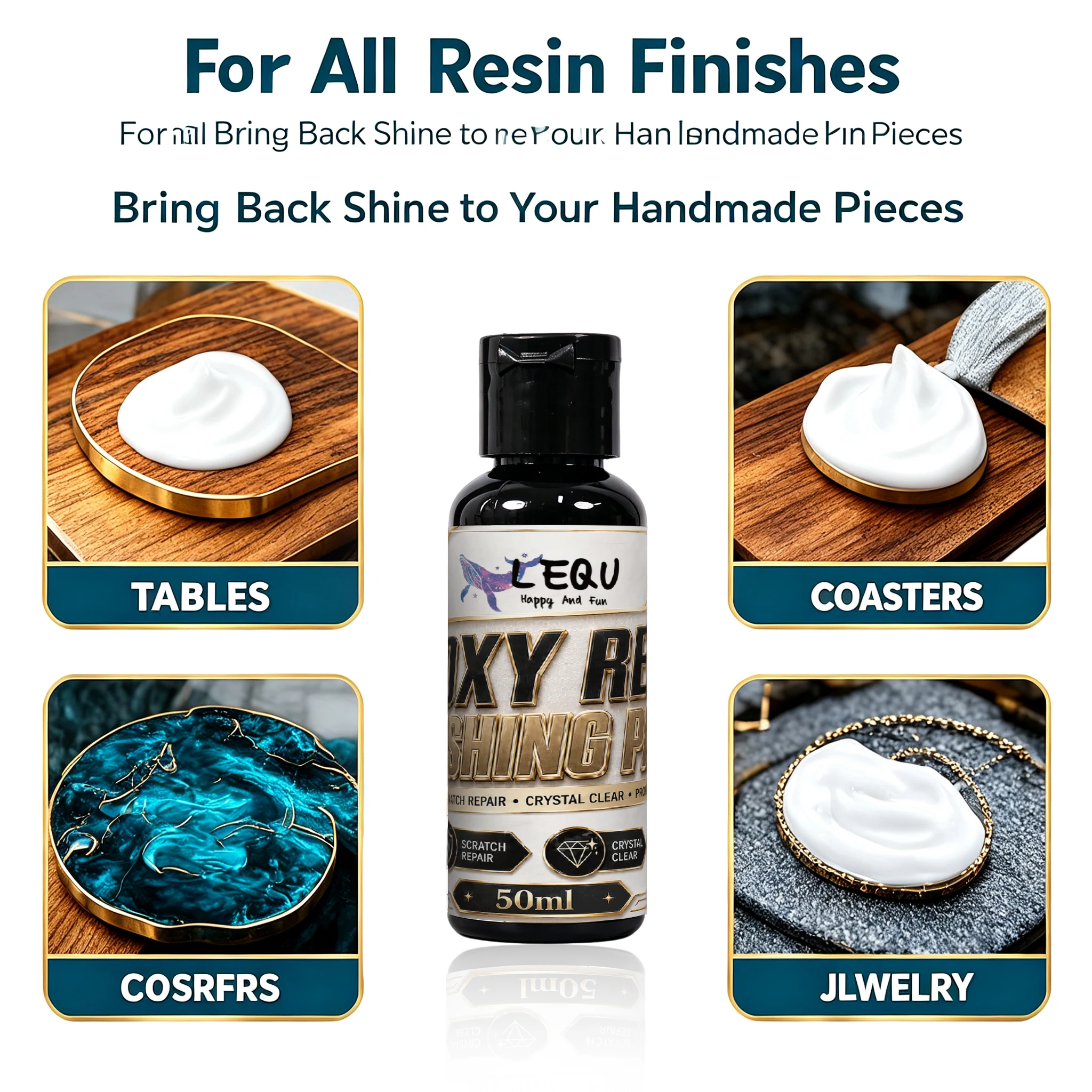 Epoxy Resin Polishing Paste LEQU 50ml Resin Surface Care Cream Restore Shine for Handmade Resin Jewelry Table Coasters