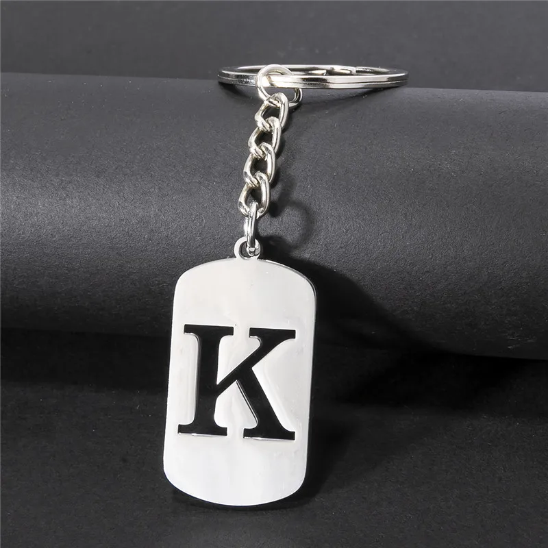 Classic 26 Letters Pendant Keychains Initial Stainless Steel Key Chains Rings for Men Women Bag Keyring DIY Jewelry Accessories