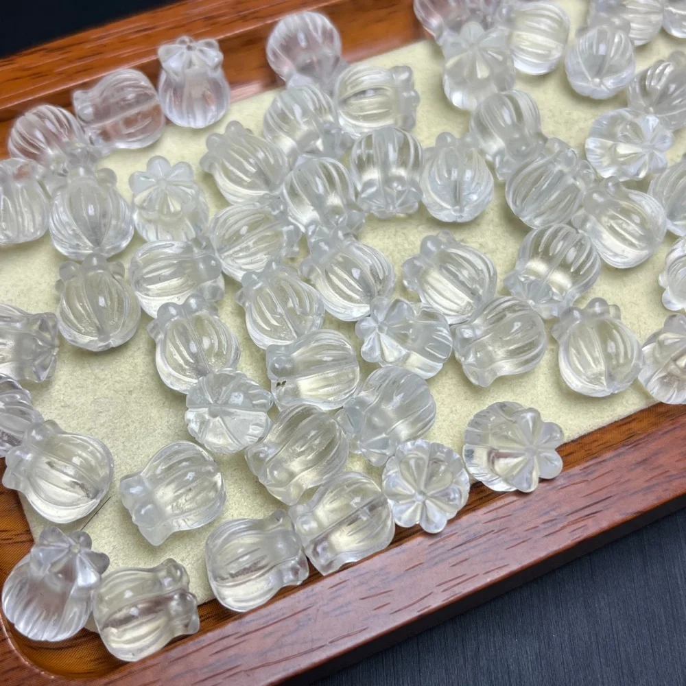 

10PCS Natural Clear Quartz Lotus Pendant Polished Crystal Reiki Healing Jewelry Gift Cute Rock Decoration 12mm