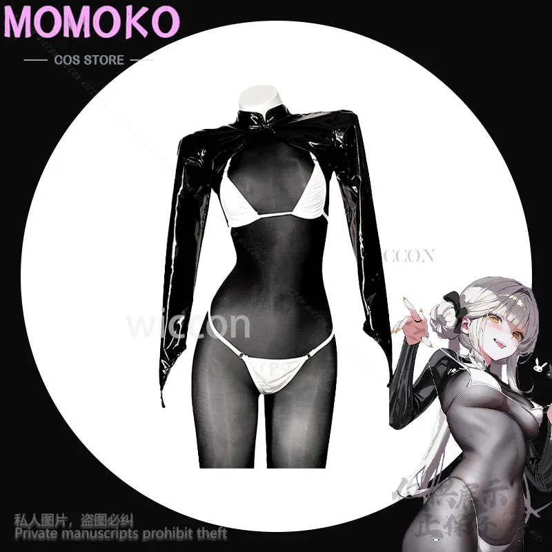 Gioco cosplay CyWhite Rabbit Blanc NIKKE: La dea della vittoria Anime Sexy Goth Y2k Punk Giacca corta in ecopelle Bikini Customiz