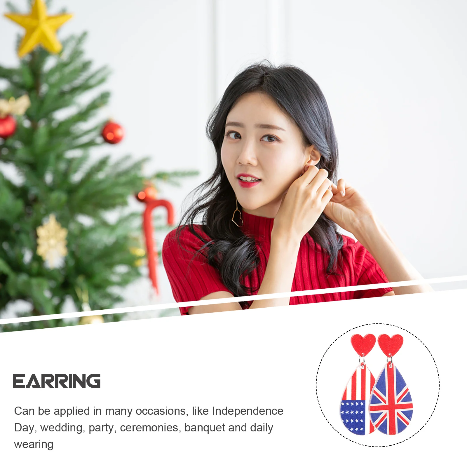 

2Pairs Acrylic Earrings American Flag Drop Dangle Women Pendant Jewelry for 4Th of July Independence Day Party Gift