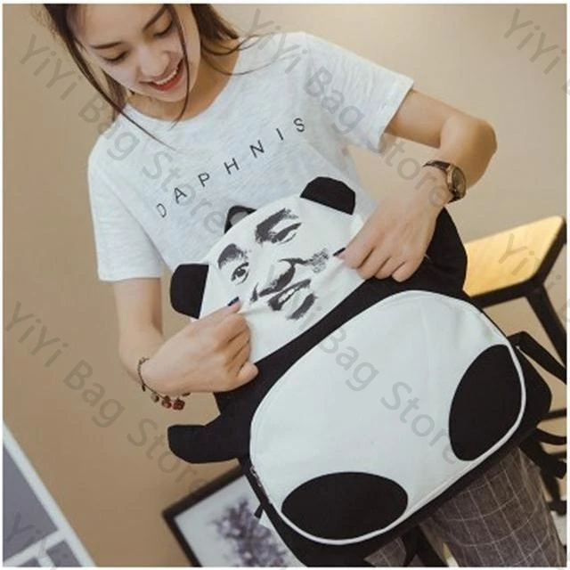 Fashion Funny Panda Pattern Backpack Streetwear Popular Originality Schoolbag Men Women Casual Large Capacity Computer Backpack
