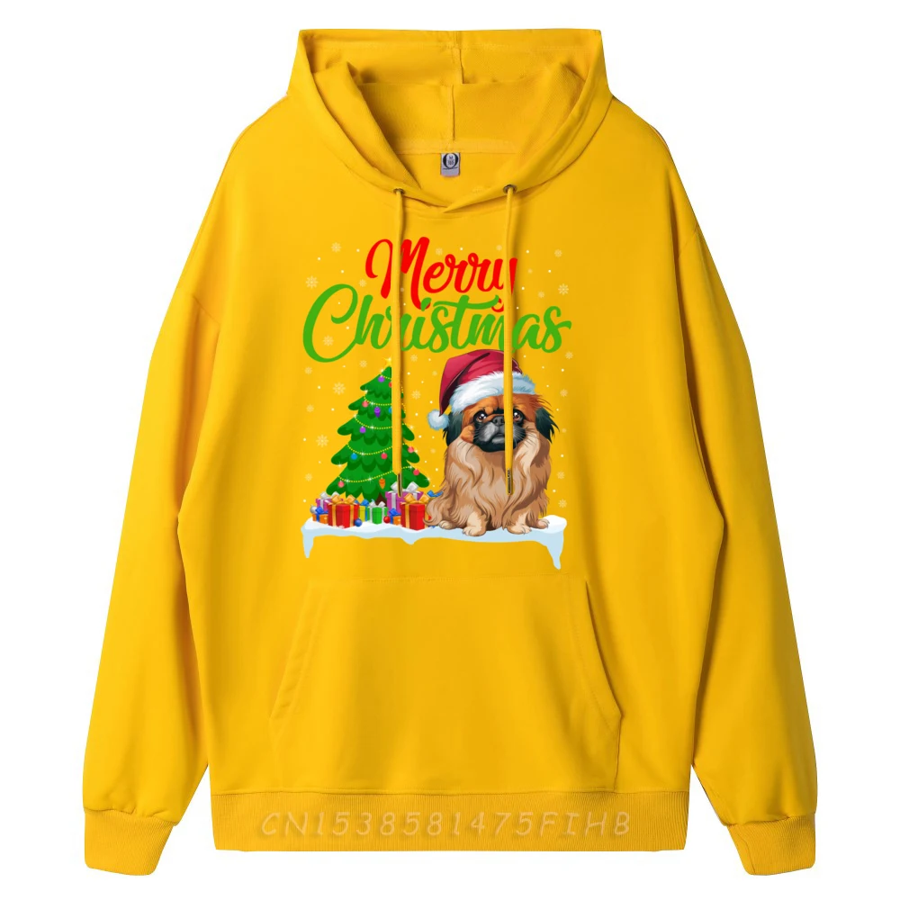 Pekingese Dog Christmas Tree Lights Xmas Pekingese Dog Lover Grahpic Tee Hoodie Summer Hoodie Men