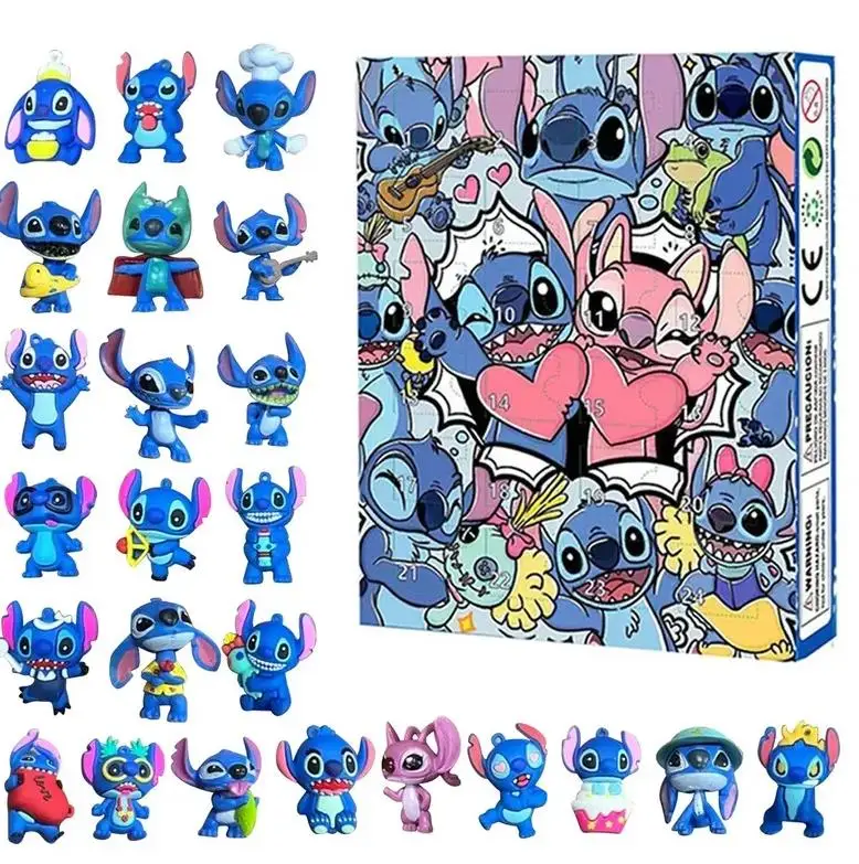 24pcs Disney Lilo & Stitch Christmas Advent Calenda Figures Toys Halloween Calendar Box Kawaii Stitch Model Doll Kids Gifts