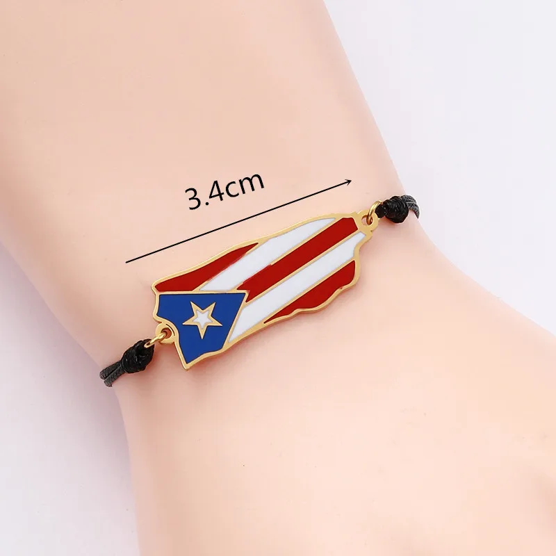 Puerto Rico Map Flag Bracelet Jewelry Stainless Steel PR Puerto Ricans Party Jewelry Gifts