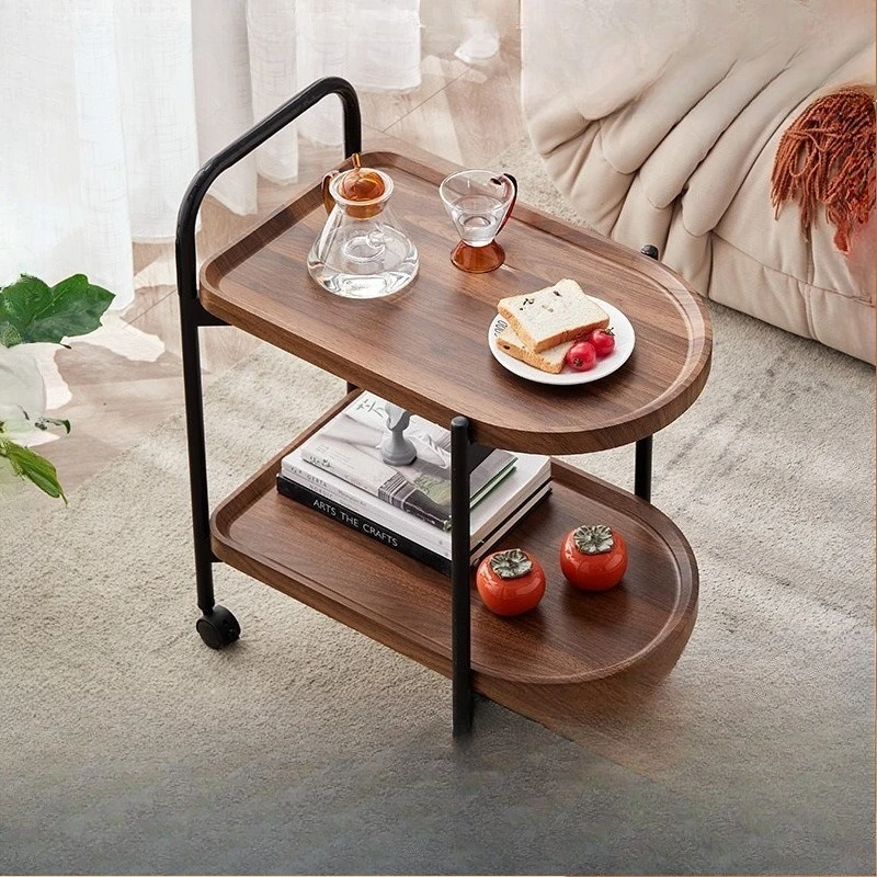 

Simple mobile dining table Nordic style living room trolley coffee table double edge table