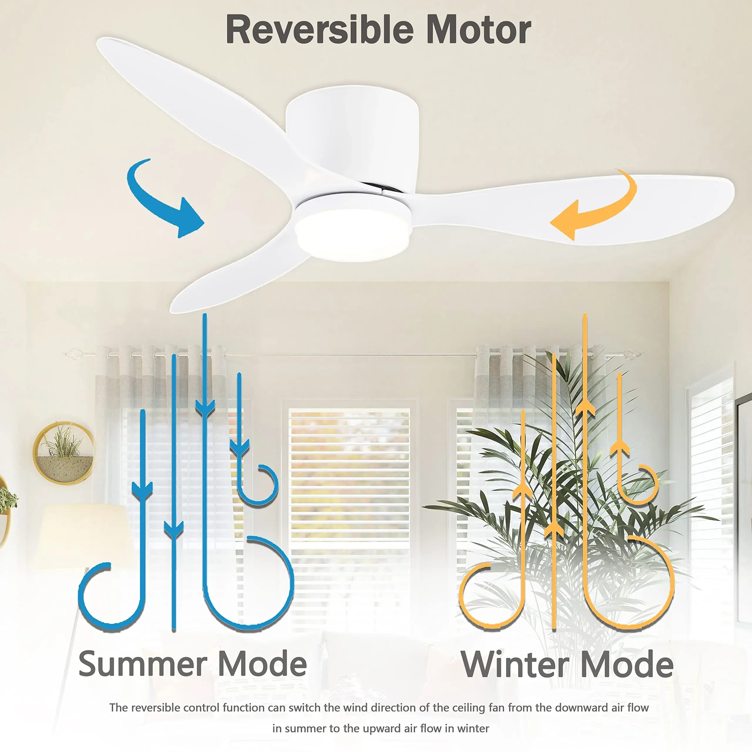 Imagem -05 - Modern Led Ventilador de Teto sem Luzes dc Motor Velocidades Timing Fans 22cm Piso Baixo Loft Controle Remoto Lux e Vitae