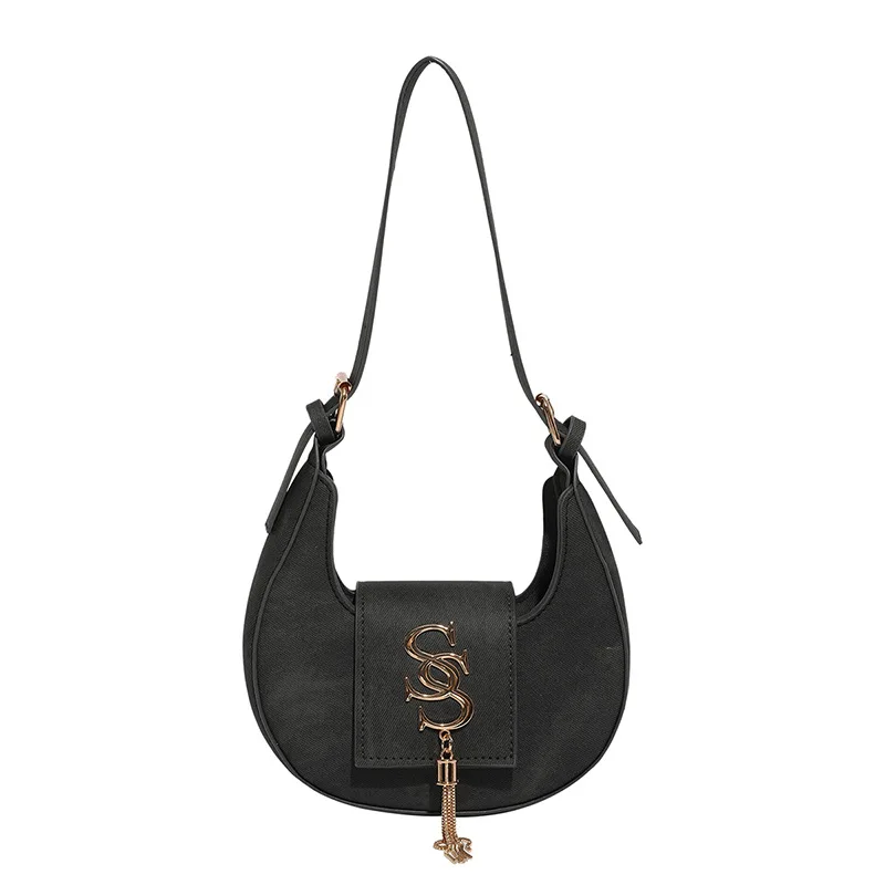

Fashion Women tassels Shoulder Bag PU Leather Small Handbags Purses Retro Semicircle Bags Female Clutch Tote bolsas de mujer y2k