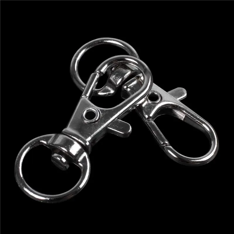 100Pcs Metal Clasp Swivel Trigger Clips Snap Hooks Key Ring Bags DIY Craft Silver-AT36