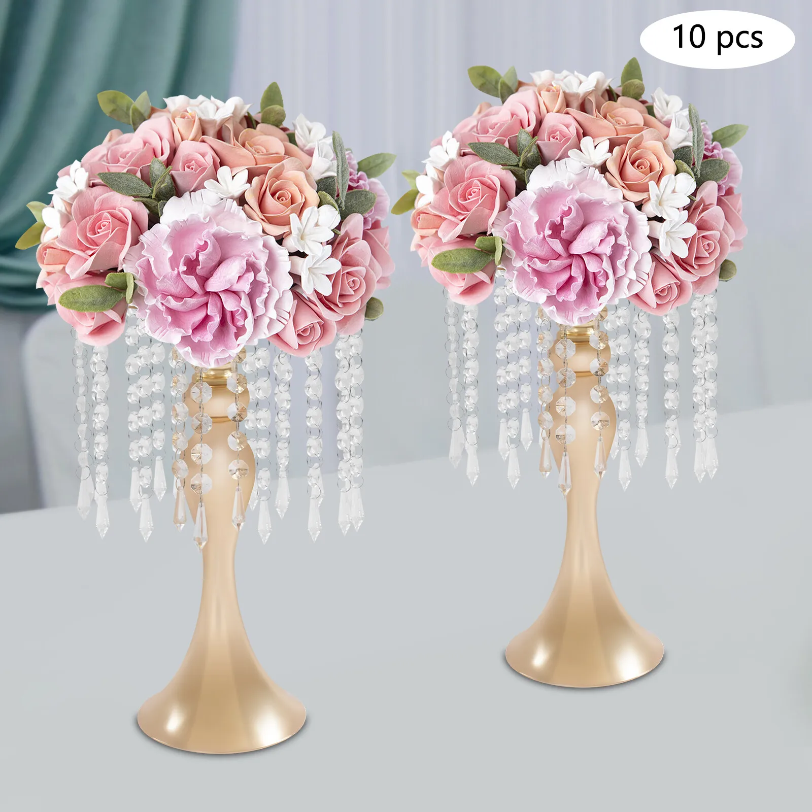 

10-Piece Metal Flower Stand Set, 35cm Height for Table Centerpiece and Event Decoration
