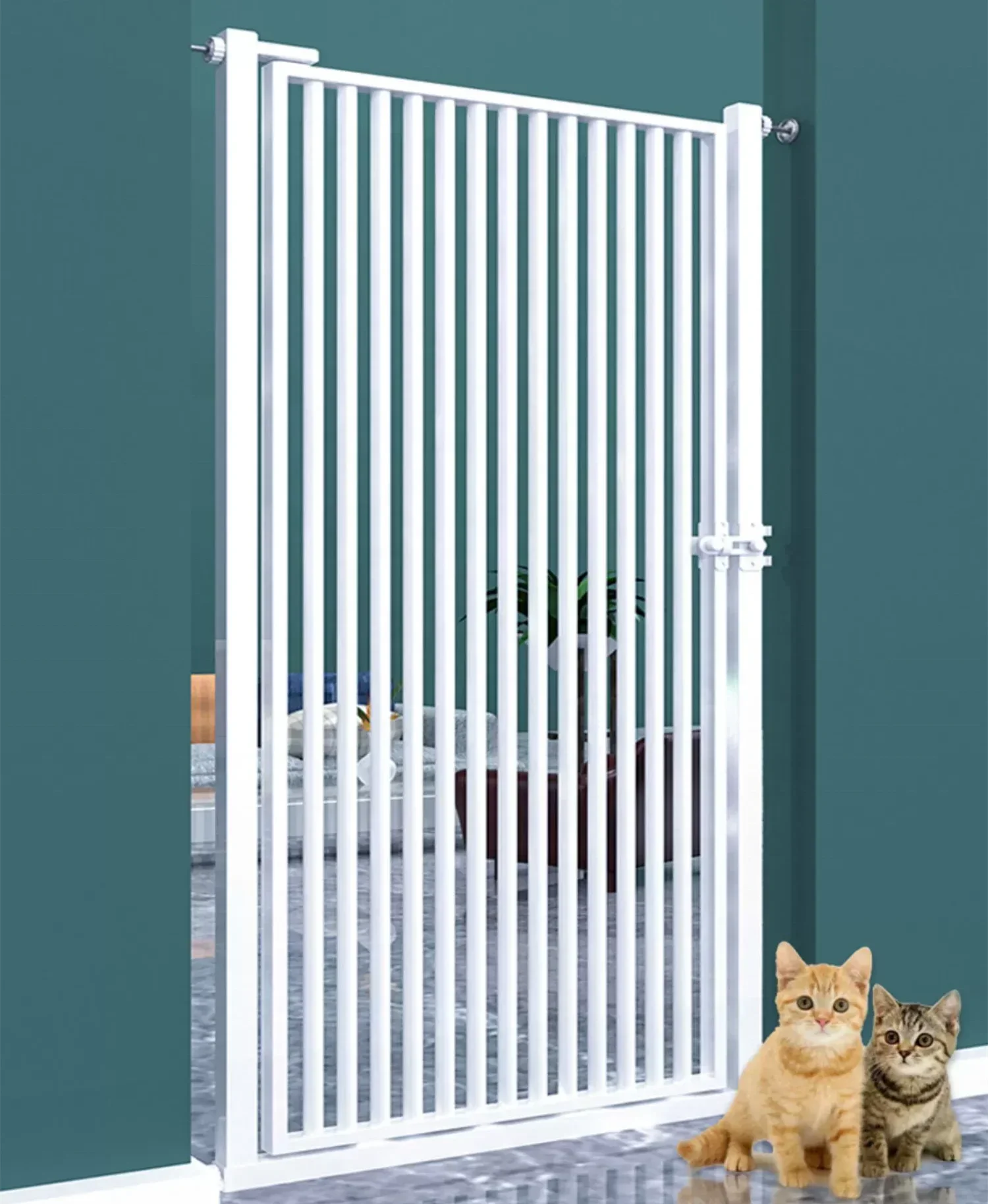 Adjustable Baby Safety Door Gate Pet Dog Cat Fence, Stair Door Metal High Strength Iron for Kids Safety Protect Not Support