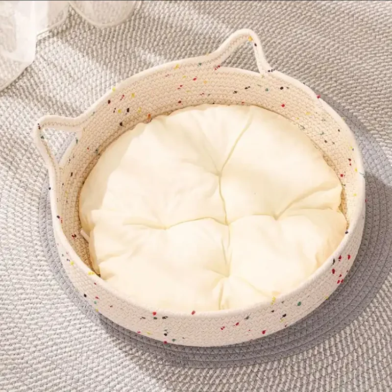 

Customizable 40CM Cat Bed Cotton Rope Weaving Pet Nest Cat Claw Grinding Board Comfortable Puppy House