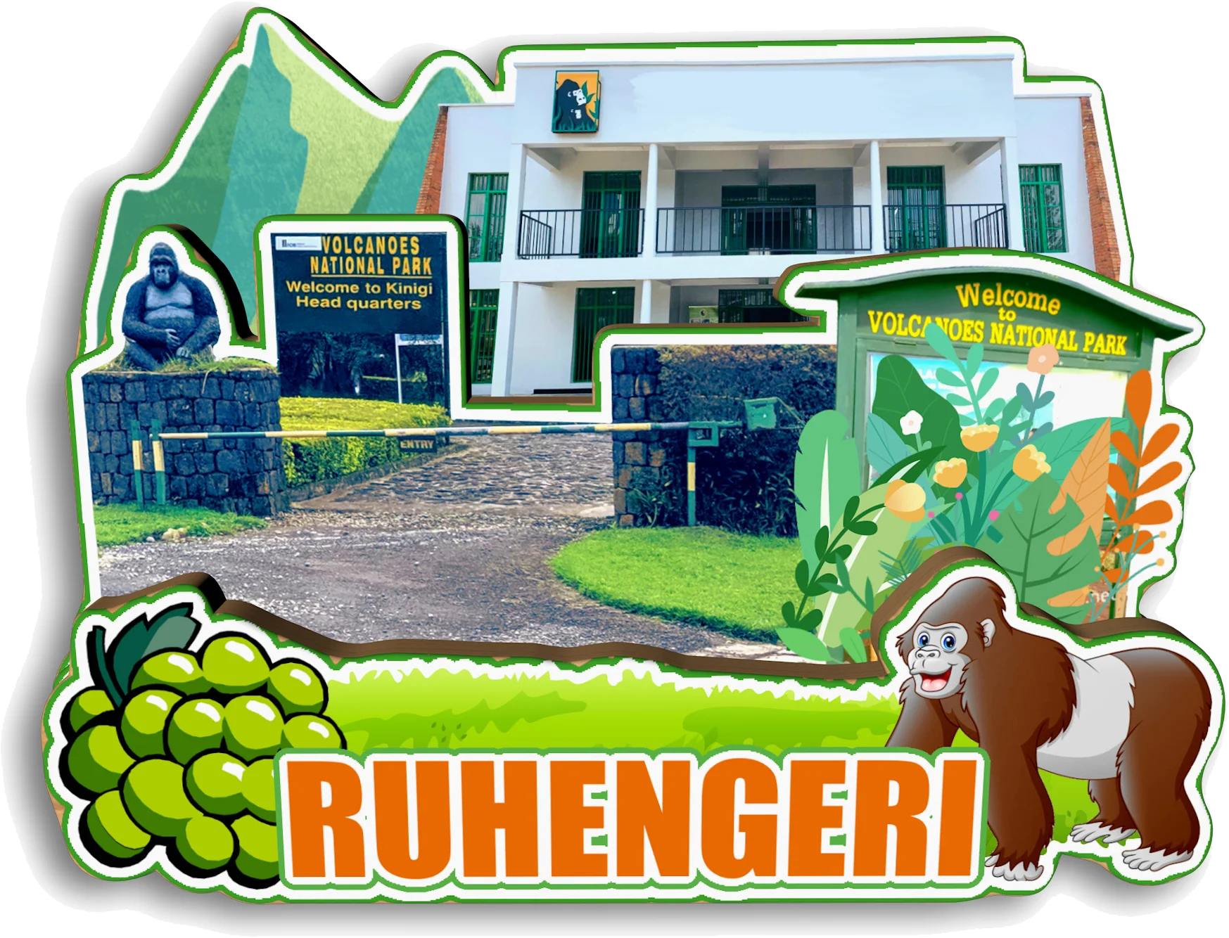 Kigali Ruhengeri Gisenyi Kibuye بركان Nyungwe رواندا مغناطيس الثلاجة هدية تذكارية للسفر